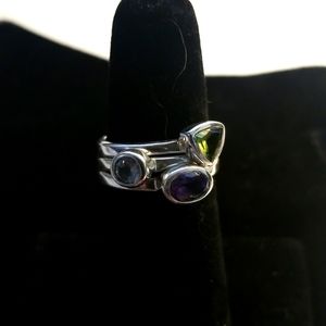 Opulenza sterling silver and genuine stone Stack Rings.